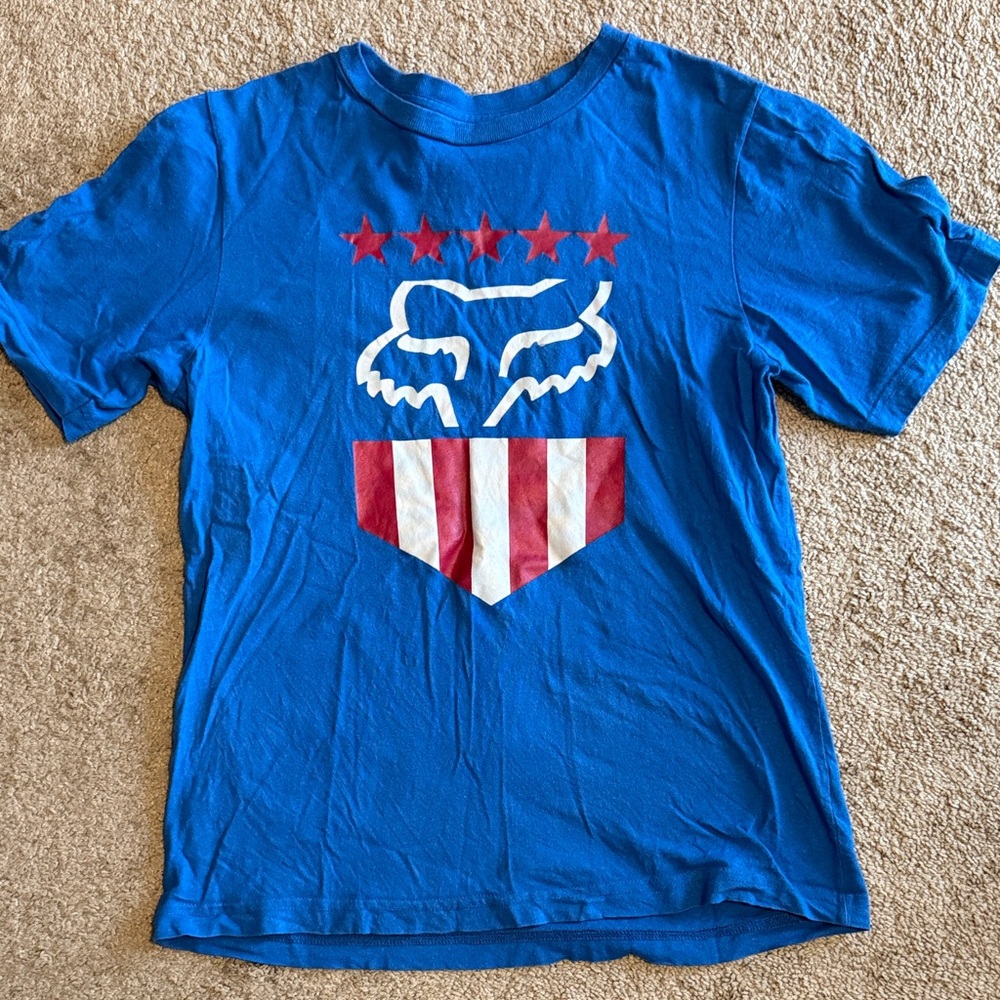 Fox Blue Kids T-Shirt with Red and White Design